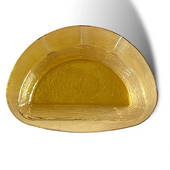 VTG MCM Honey Pressed Glass Ashtray | Set of Two Half Moon - Picture 3 of 13